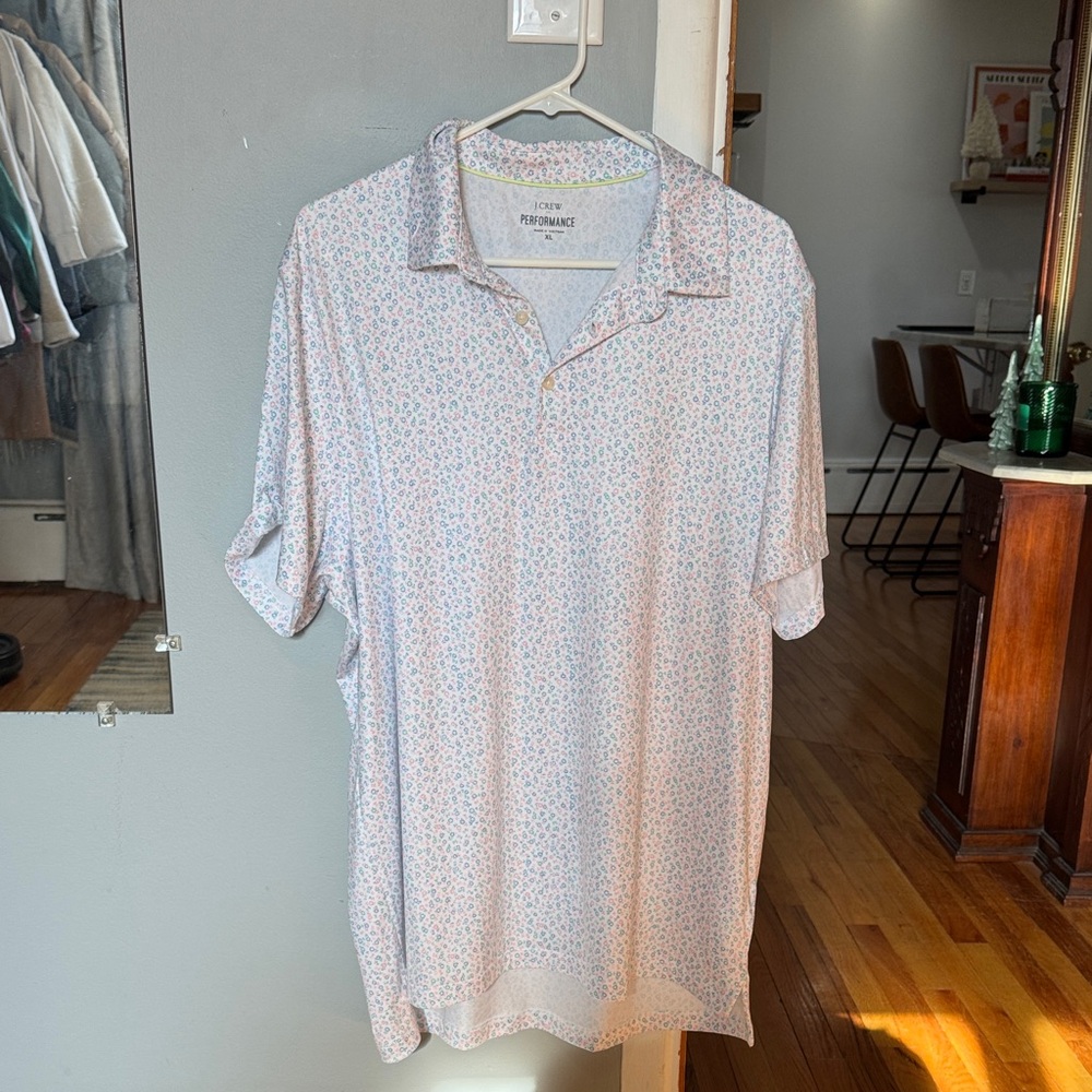 Men's J Crew White Patterned Polo